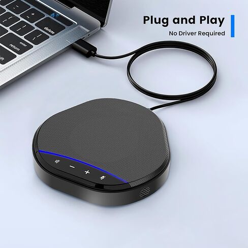 Conference Speakerphone with 360° Voice Pickup, AI Noise Reduction & Echo Cancellation, USB Plug and Play Desktop Microphone Speaker for Zoom, Teams, Skype, Home Office & Online Meetings in Saudi Arabia
