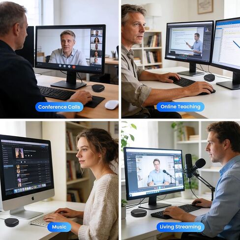 Conference Speakerphone with 360° Voice Pickup, AI Noise Reduction & Echo Cancellation, USB Plug and Play Desktop Microphone Speaker for Zoom, Teams, Skype, Home Office & Online Meetings in Saudi Arabia