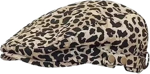 Retro Leopard Beret Cap 20s-Gatsby Fashion Cows Newsboy Caps Cotton Blend Ivy Flat Cabbie Hat Medium in Saudi Arabia