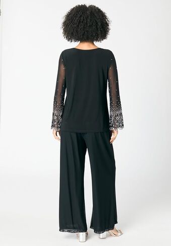 Roaman's Women's Plus Size Mesh Overlay Embellished Top in Saudi Arabia