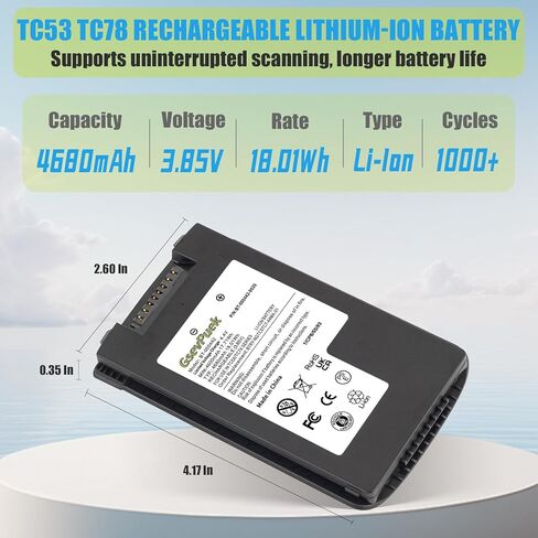 10-Pack TC78 Scanner Battery,BT-000442 for Zebra TC53 TC58 TC73 TC78 TC5301 Barcode Scanner.BTRY-NGTC5TC7-44MA-01 BT-000442-00,4680mAh. in Saudi Arabia