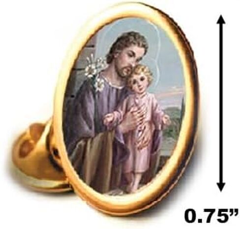 Saint Joseph Lapel Pin – Gold Tone | 0.75" Catholic Religious Pin | Patron of Families & Workers, Christian Devotional, Faith Jewelry, Spiritual Gift in Saudi Arabia