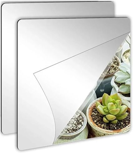 5PCS 20 * 20cm Peel and Stick on Mirror for Wall Mirrors Decorative, Toddlers for Kids Bedroom, Plastic Gym Frameless Door Small Adhesive Mirrors for Classroom Decor Stickers in Saudi Arabia