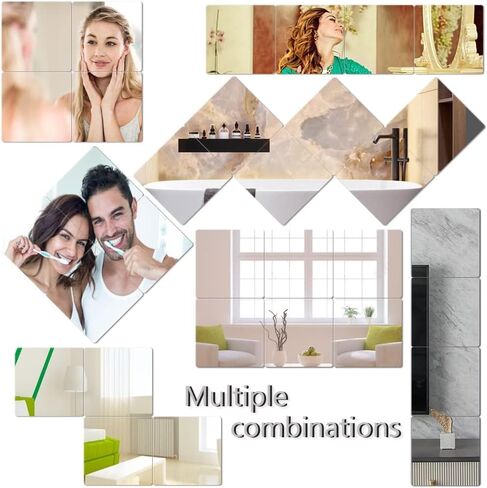 5PCS 20 * 20cm Peel and Stick on Mirror for Wall Mirrors Decorative, Toddlers for Kids Bedroom, Plastic Gym Frameless Door Small Adhesive Mirrors for Classroom Decor Stickers in Saudi Arabia