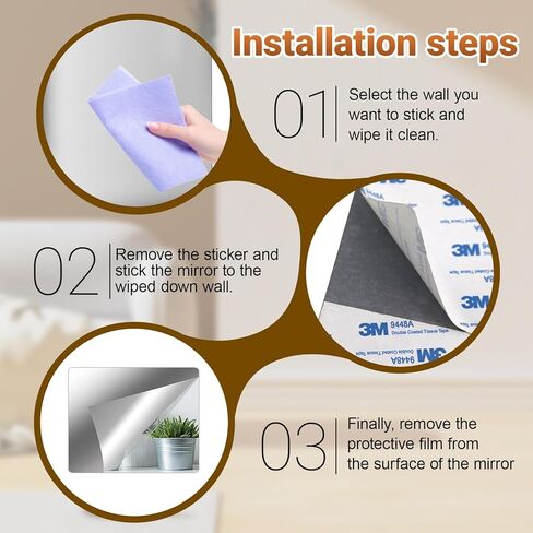 5PCS 20 * 20cm Peel and Stick on Mirror for Wall Mirrors Decorative, Toddlers for Kids Bedroom, Plastic Gym Frameless Door Small Adhesive Mirrors for Classroom Decor Stickers in Saudi Arabia