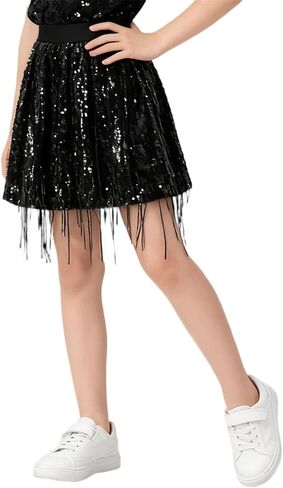 Girls Belly Dance Hip Scarf Sequin Tassel Skirt Party Trendy Lightweight Wrap Fringe Sparkly Glitter Costume Outfits in Kuwait