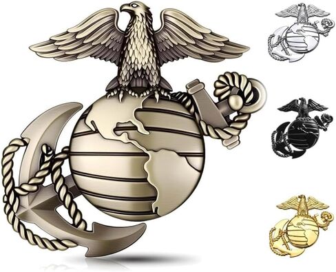 USMC 250th Anniversary Metal Car Emblem – Marine Corps Pride Zinc Alloy Auto Sticker,3D Shape Car Decals with Eagle, Enamel American Flag, 3M Adhesive,Veterans and Military Supporters (Black) in Kuwait
