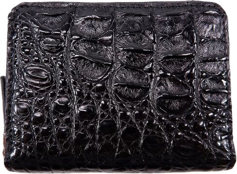 Genuine Crocodile Backbone Skin Leather Business Credit Card Holder Zip Around Wallet (Black) in Saudi Arabia