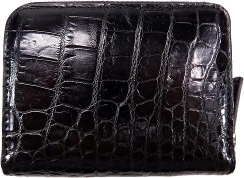 Genuine Crocodile Backbone Skin Leather Business Credit Card Holder Zip Around Wallet (Black) in Saudi Arabia