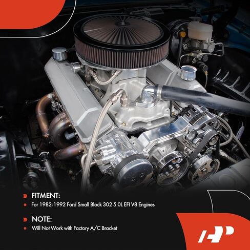 طقم دعامة توجيه من الألومنيوم المصقول الممتاز متوافق مع 1982-1992 Ford Small Block 302 5.0L in Kuwait
