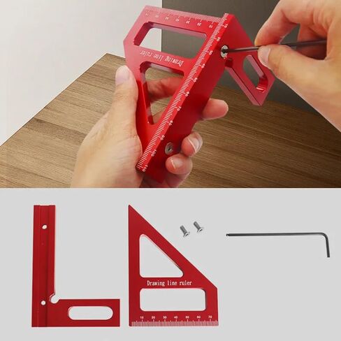 pc Heavy-Duty Aluminum Alloy Miter Triangle Ruler - 45°/90° Angle Protractor with Precision Measurement in Saudi Arabia