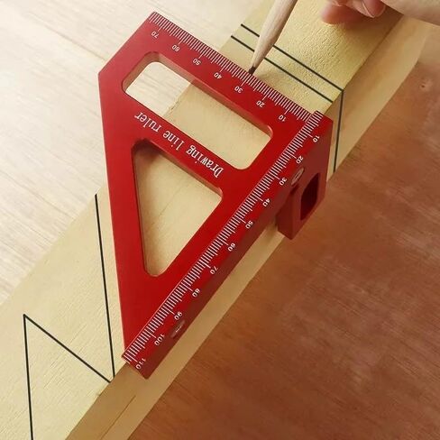 pc Heavy-Duty Aluminum Alloy Miter Triangle Ruler - 45°/90° Angle Protractor with Precision Measurement in Saudi Arabia