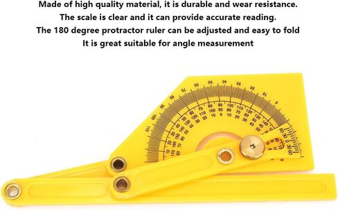 Plastic 180 Degree Pointer Protractor Angle Ruler, and, Accurate Reading, Easy to Fold for Angle Measurement in Saudi Arabia
