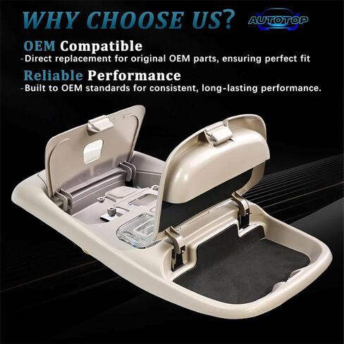وحدة تخزين وحدة التحكم بإضاءة القبة العلوية باللون البيج FIT 1998-2001 Dodge Ram 1500 2500 3500، مجموعة مصابيح الخريطة العلوية مع LED متكامل، تحل محل 55350657 SN96TL2AA (بدون فتحة سقف) in Saudi Arabia