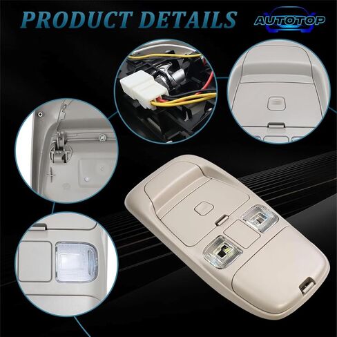 وحدة تخزين وحدة التحكم بإضاءة القبة العلوية باللون البيج FIT 1998-2001 Dodge Ram 1500 2500 3500، مجموعة مصابيح الخريطة العلوية مع LED متكامل، تحل محل 55350657 SN96TL2AA (بدون فتحة سقف) in Saudi Arabia