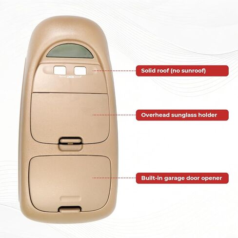 Overhead Console Assembly with Sunglasses Holder and Storage Cover, Without Sunroof, Tan Compatible with Ford F250, F350, F450, F550 Super Duty 2002-2004 Replaces # 2C3Z-25519A70-AAB in Saudi Arabia