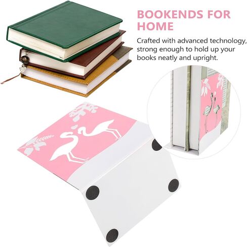 2pcs Cartoon Flamingo Metal Bookends Iron Art Book Organizer Decorative Book Holders for Office Desk and ’ Room in Saudi Arabia