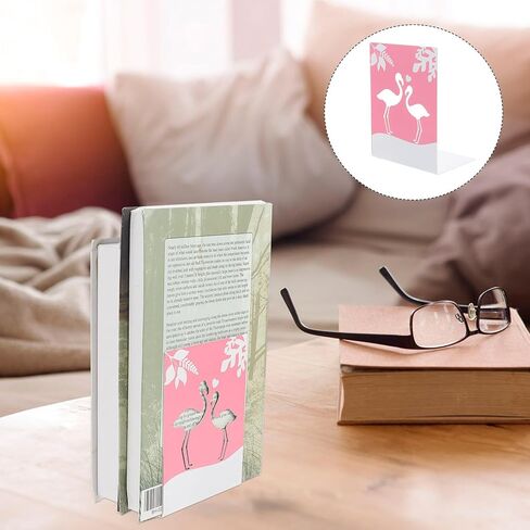 2pcs Cartoon Flamingo Metal Bookends Iron Art Book Organizer Decorative Book Holders for Office Desk and ’ Room in Saudi Arabia
