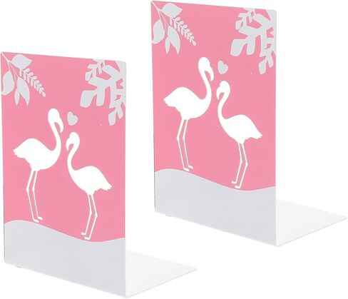 Flamingo Cartoon Bookends 2pcs Iron Metal Book يدعم المكتب والمنزل منظم سطح المكتب ديكور الغرفة in Saudi Arabia
