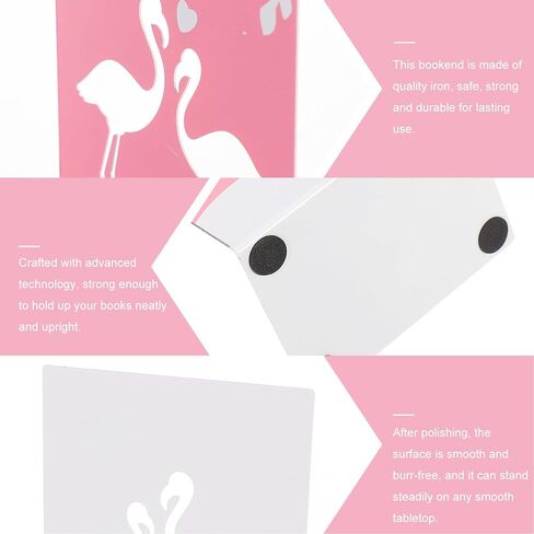 Flamingo Cartoon Bookends 2pcs Iron Metal Book يدعم المكتب والمنزل منظم سطح المكتب ديكور الغرفة in Saudi Arabia
