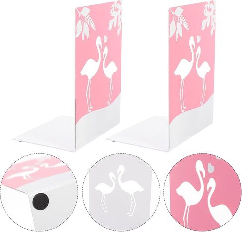 Lurrose 2pcs Cartoon Flamingo Iron Art Bookends Metal Book Supports Decorative Book Organizer for Home Office Room Shelf in Saudi Arabia