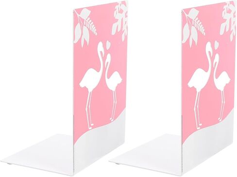 Flamingo Iron Art Bookends 2pcs Cartoon Metal Book Stoppers for Office and Home Desktop Book Organizer in Saudi Arabia