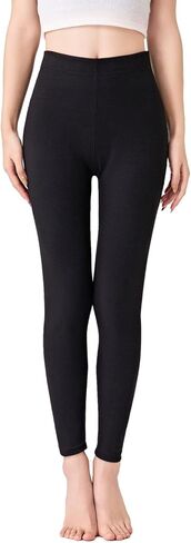 Women Thermal Leggings High Waisted Slim Fit Stretchy Warm Fleece Lined Base Layer Solid Pants for Cold Weather in Saudi Arabia