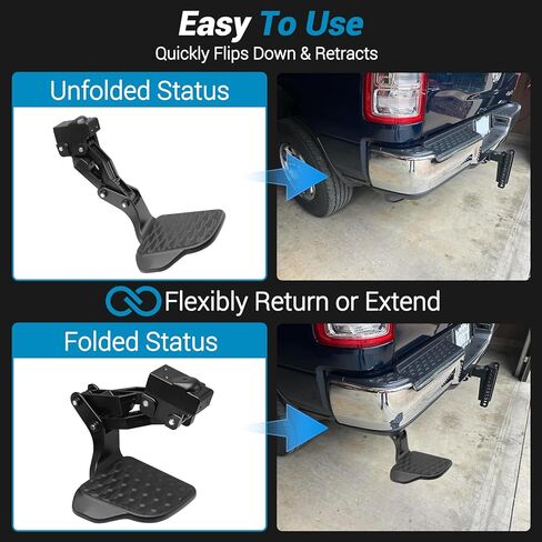خطوة السرير الخلفي، خطوة الباب الخلفي المصد القابل للسحب لـ Dodge Ram 1500 2024 2025 2026، خطوات السرير الخلفية للشاحنة، تحل محل 82216597AC in Saudi Arabia