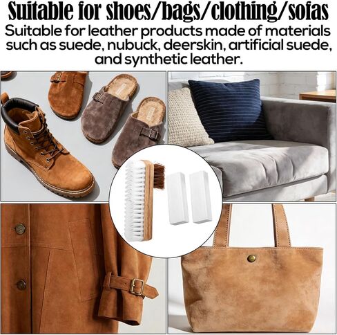 Suede Shoe Brush and Eraser Kit, 2-in-1 Suede Cleaning Brush with 2 Erasers Practical Shoes Cleaning Tools for Nubuck Boots Bags Sofa Purses in Saudi Arabia