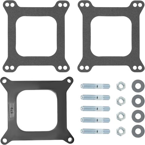 فاصل مكربن ​​فينولي مفتوح المركز 1/2 بوصة مناسب لهولي AFB Edelbrock SBC BBC 4BBL BB SB لـ Chevy Ford 350 مع مجموعة مسامير حشية in Kuwait