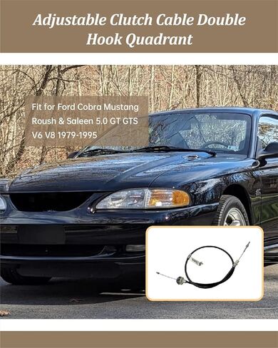 كابل القابض قابل للتعديل مناسب لفورد موستانج لكوبرا GT GTS لروش لـ Saleen 5.0 V6 V8 1979-1995، مجموعة رباعية للقابض بخطاف مزدوج in Saudi Arabia