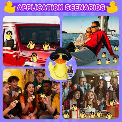 ديكور سيارة على شكل بطة مطاطية - بطة مضحكة على لوحة القيادة في قبعة علوية، نظارات شمسية، زجاجة وقلادة، لعبة مكتب مكتب ملتوي، هدية فريدة لزملاء العمل in Kuwait