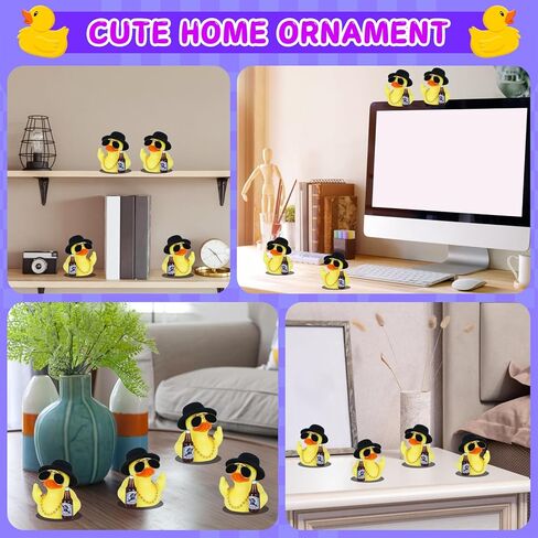 ديكور سيارة على شكل بطة مطاطية - بطة مضحكة على لوحة القيادة في قبعة علوية، نظارات شمسية، زجاجة وقلادة، لعبة مكتب مكتب ملتوي، هدية فريدة لزملاء العمل in Kuwait