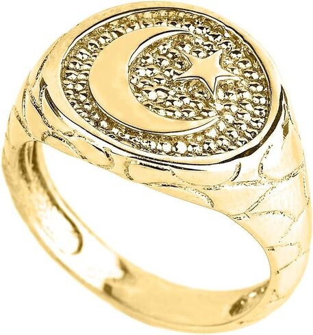 خاتم هلال ونجمة إسلامي من الذهب الأصفر عيار 10 قيراط للرجال in Kuwait