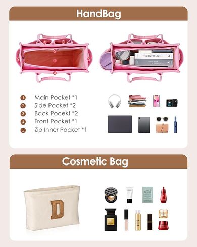 Birthday Gifts for Women, Initial Tote Bag with Makeup Bag, Teen Girl Gifts Trendy Stuff, Easter Basket Stuffers in Kuwait