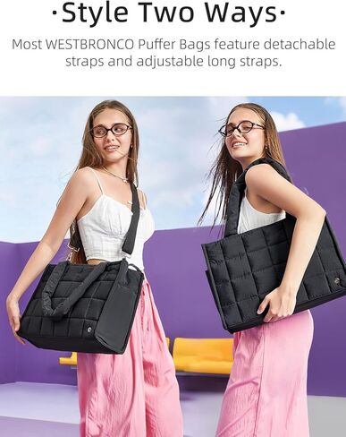 WESTBRONCO Puffer Crossbody Bags for Women Quilted Tote Bag Puffy Weekender Overnight Bag Nylon Shoulder Handbag in Saudi Arabia