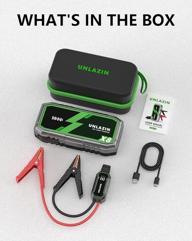 X8 Jump Starter 8000A بطارية Jumper Starter محمولة مع قوة التشغيل، صندوق القفز لبداية السيارة 12 فولت ومعزز البطارية لجميع محركات الغاز والديزل، QC 3.0 شحن سريع، ضوء LED، سيارة الركاب in Kuwait
