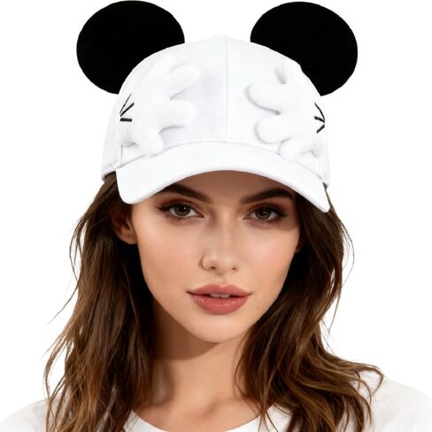 لطيف كاريكاتون الماوس أذن بيسبول أغطية قابلة للتعديل قبعة Snapback القبعة في الهواء الطلق قبعة شمس السفر مع الحافة المنحنية للشباب البالغين in Saudi Arabia
