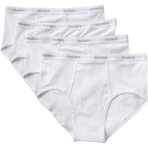 سراويل داخلية كبيرة للرجال من Hanes - مقاسات (عبوة من 4 قطع)، أبيض، مقاس XX-Large in Kuwait