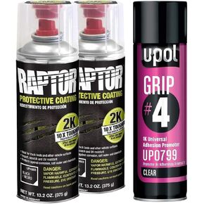 U-POL Raptor 2K Black Spray-On Truck Bedliner Aerosol, 2-Pack | Grip #4 Clear 1K in Kuwait