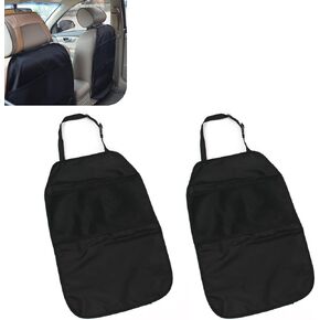 2PCS Kick Mat Back Seat Protector, Seat Back Kick Mat Organizer for Kids with 2 Pocket Storage Organizer, Waterproof Car Backseat Protective Covers for Car, SUV, Minivan or Truck (Black) in Saudi Arabia