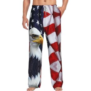 العلم الأمريكي النسر الأصلع الولايات المتحدة الأمريكية الرجال بيجامة السراويل Sweatpants مضحك ركض جيوب بانت بنطال رياضي مع الرباط حجم كبير in Kuwait