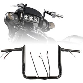 مسبقًا 12 "Rise 1.5" Ape Hangers Street Glide Glide Hillidbars لـ Harley 2016-2023 Street Glide/Electra Glide/Ultra Limited Bagger Meathook مع علب/TBW ، أسود in Kuwait