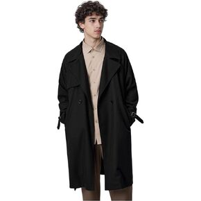 Mens Trench Coat Long double breasted Lapel overcoat with belt in Kuwait