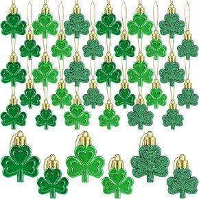 Fovths 36 Pieces 2 Sizes St Patrick's Day Shamrocks Ornament Set 3 Styles Green Good Luck Clover Hanging Bauble for Tree, Table, Party Hanging Decorations in Saudi Arabia