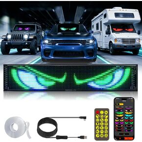 Super RGB LED Devil Eye Lights for Windshield 14"x4" [Advanced Chip, 100% Synced Dual Screen] Dynamic Flexible Programmable Custom LED Eyes Display for Car Motorcycle Window with Remote & APP Control in Saudi Arabia