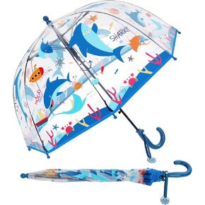 Kids Clear Bubble Umbrella with Dome Canopy and Easy Grip Handle, Transparent Lightweight Wind and Rain Proof Stick Umbrella for Toddler Boys and Girls Ages 2~4 in Kuwait