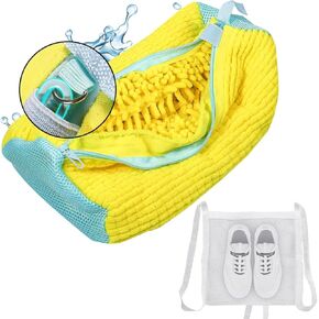 حقيبة غسيل الأحذية، حقيبة غسيل الأحذية للغسالة والمجفف، تتضمن حقيبة شبكية جافة، سحاب متين وقابل لإعادة الاستخدام مع تصميم خطاف، حقيبة غسيل الأحذية للأحذية الرياضية (أصفر، عبوة واحدة) in Kuwait