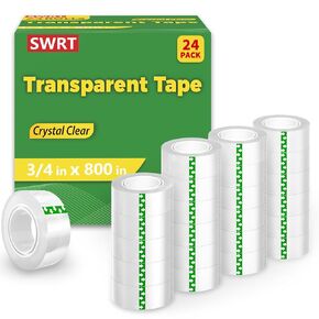SWRT Transparent Tape Refills 24 Rolls, Clear Invisible Office Tape for Dispenser, 3/4 in x 800 Inches Strong Adhesive Tape Rolls for Home, School & Office in Kuwait