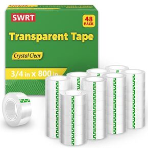 عبوات شريط شفاف SWRT 48 لفة، شريط مكتب شفاف غير مرئي للموزع، لفات شريط لاصق قوي مقاس 3/4 بوصة × 800 بوصة للمنزل والمدرسة والمكتب in Kuwait